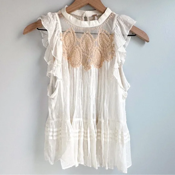 Free People Party's Not Over Swiss Dot Blouse - Picture 2 of 4